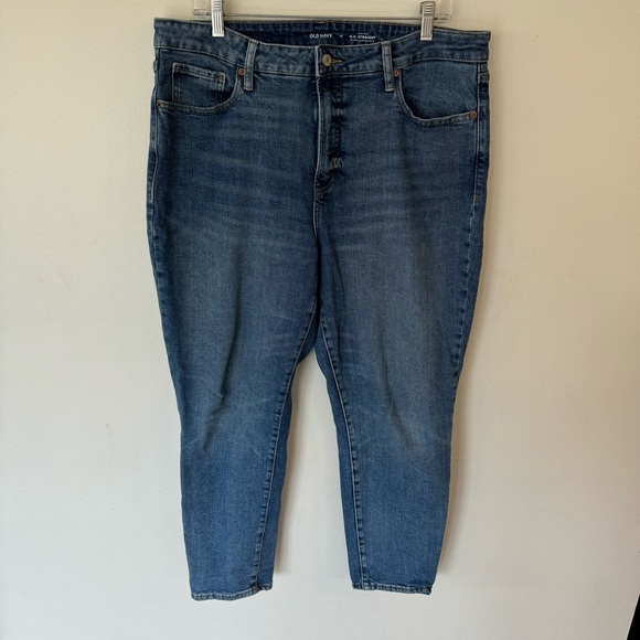 Old Navy Women's Straight Leg Jeans - Blue - Picture 2 of 6